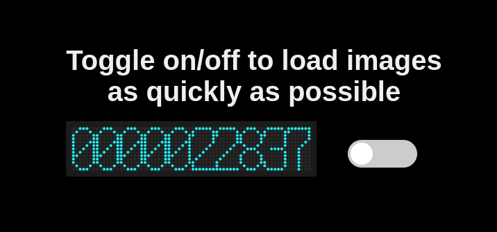 An image of a digital counter, with a toggle to load images as quickly as possible.